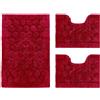 PARAMAISON Tris Bagno 3 Pezzi Soft, Coordinati Design Cerchi Morbido in Cotone Assorbente | Bordeaux