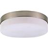 GLOBO Plafoniera Nichel opaco, Vetro Opale, D:240, H:65, escl. 2xE27 Illu 40W 230V, 40 W, Argento