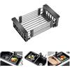 TAOQILE Scolapiatti Multifunzionale Pianale da Cucina Organizer Espandibile Sink Drainer Retrattile Scarico Rack Sink Organizzatore Acciaio Inox (Nero,Grande)