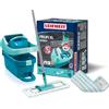 Leifheit Pressa Profi XL Set lavapavimenti, Mop lavapavimenti con strizzatore e 2 panni, Mop set con rotazione scopa a 360° e secchio con rotelle