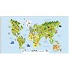 Panorama Tappeto Vinile Cucina Sala - Varie Dimensioni - (Mappa del Mondo Cartoni 120x170 cm)