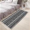 Tomifine Tappeto con nappe, bohémien, lavabile, tessuto, stampato, Tappeti per soggiorno, camera da letto, porta d'ingresso (60x120 cm,Nero)