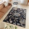 TAPISO Dubai Tappeto Tradizionale Pelo Corto Soggiorno Design Moderno Motivo Floreale Orientale Fiori Tonalità Nero Salotto Sala Camera Ufficio Oeko-Tex 60 x 100 cm