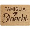 Colorfamily Zerbino Personalizzato con Nome Famiglia - Tappeto Ingresso Casa Su Misura 60x40 cm - Antiscivolo e Resistente - Idea Regalo Originale per Casa Nuova, Matrimonio o Anniversario