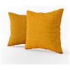 LARA MORADA Coppia 2 Fodere Cuscini arredo Tinta Unita Art Imperial in Tessuto loneta in Cotone con Chiusura a Zip a Scomparsa (Oro, 50 cm x 50 cm)