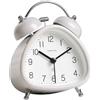 fesoklaf Sveglia, sveglia in metallo a doppia campana, silenziosa, senza ticchettio, sveglia retrò vintage, da scrivania, comodino con funzione luce notturna, per chi dorme pesante (grigio)