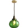SANGPAO Lampada a Sospensione in Vetro Nordico Magazzino Bagno Lampada da soffitto a Sospensione in Vetro Verde Lampadario a Sfera in Vetro Trasparente a Costine Lampadario Vintage a Isola per Camera