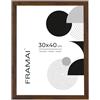 FRAMAI® Cornice portafoto 30 x 40 cm Marrone MDF, cornice ecologica con plexiglass infrangibile, gancio e supporto