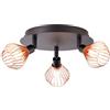 Lightbox Faretto da soffitto LED a 3 fiamme - faretto da soffitto con eleganti paralumi in filo metallico e teste orientabili - metallo nero/rame