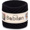 Bobilon Filato per maglietta, filato spaghetti per uncinetto, lavoro a maglia, fai da te, cestino, borsa, borsa in morbido cotone, 5-7 mm, nero passione