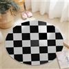 Generico Tappeto Rotondo Salotto Lavabile, Minimalista Scacchiera Griglia Antiscivolo Tappeto - In Bianco E Nero Tappeto Rotondo con Supporto 100 cm (Rond) Tappeti per Cameretta Bambino Ufficio Corridoio