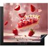 KitchenYeah© Copri Piano Cottura 59x52 cm Coprifornelli Tappetino per Induzione Fornello Tutto per la Cucina Fragola - Torta - Cibo - Rosa