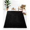 carpetfine Tappeto di Iuta Nele colore naturale antracite 60x100 cm tessuto a mano di iuta | Tappeto naturale stile boho Tappeto rotondo a tessitura piatta per soggiorno, camera da letto e cucina