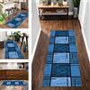 Wassly Tappeto Passatoia Tappeto Cucina Antiscivolo Lavabile Tappeti Runner ingresso interno 90X350CM Blu Astratto Tappeto Passatoie per Corridoio Camera da Letto Soggiorno per metro Tappetino zerbino