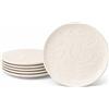 LEONARDO LUXURY HOME DESIGN Set 6 Piatti Dessert Porcellana Bianca 17,5 cm Modello Rabbit Decoro Rilievo Piattini Dolci Frutta Merenda Eleganti Lavastoviglie Microonde Idea Regalo