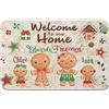 Babloo Zerbino Ingresso Natalizio Personalizzabile con Nomi e Personaggi Idea Regalo per Natale Welcome Home Omini di Pan di Zenzero Tappetino Antiscivolo Decorazione per la Casa