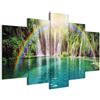 Cuadros B&D XXL - Quadro 100x50 cm 5 Pezzi - Stampa su Tela Strutturata XXL Grande - Quadri Moderni Componibili Camera da Letto Matrimoniale - Stampe da Parete Arte - Cascata Arcobaleno