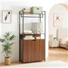 [en.casa] Organizzatore Guardaroba Stand Porta Abiti con Barra Appendiabiti Ripiani Armadietto con Ante Mobile Porta Vestiti per Cabina Armadio 180x80x40 cm Nero/Effetto Noce