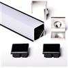 AFTERTECH 3metri 1616FN 16x16mm PROFILO ALLUMINIO NERO ANGOLARE con copertura QUADRATA A L PER STRISCE STRIP LED BARRA RIGIDA 3mt + COVER OPACA (1x 3metri 1616FN fog)