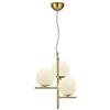 meineWunschleuchte Lampada a sospensione a LED in ottone opaco con sfera in vetro opalino, 3 attacchi E14, illuminazione interna esclusiva