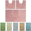 Olivo Tappeti OLIVO.shop | PARURE MODERN, Set Tappeti Bagno 3 pezzi, Tappeti bagno antiscivolo, Tappeto bagno cotone, Tappeti bagno lavabili, vari colori (MODERN ROSA)