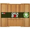 ORGA-BOX UNIVERSAL Portaposate in bambù regolabile per larghezza cassetto 400-600 mm fino a 7 scomparti per profondità cassetto 473 mm (Dimensione interna)