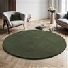 the carpet Relax Tappeto moderno a pelo corto, soggiorno, fondo antiscivolo, lavabile fino a 30 gradi, morbidissimo, aspetto pelliccia, Verde 2, 200 cm Rotondo