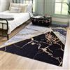 Mazovia Tappeto Salotto Moderno - Tapeto Stampato a Pelo Corto - Morbido Tappeto Camera da Letto - Antiscivolo Tapeto TOSCANA - Tappeto Salotto Motivo Marmo Astratto - Nero Grigio Oro 160x230cm