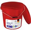 BenBow Secchio con coperchio, 30 l, rosso, 3 x 30 litri - Alimentare stabile ermetico a prova di perdite neutro inodore contenitore in plastica con manico in metallo vuoto - per uso domestico