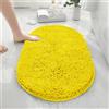 Reyox Tappetino Bagno Ovale in Ciniglia, Tappeto Assorbente Antiscivolo per Bagno Ingresso Cucina giallo 40x60cm