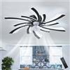 Caufloce LED Lampadario Con Ventilatore Da Soffitto E Telecomando, Grande Fiore Reversibile Dimmerabile Lampadario Ventilatore Moderno Silenzioso Timer Luce Con Ventilatore Cucina Per Salotto-Black