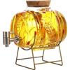 AYYDS Caraffa da whisky a forma di barile da 5 l con tappo in sughero, dispenser di bevande come botte in vetro con rubinetto e supporto, per whisky, vino, rum, liquori e bevande fredde, bar di casa e feste