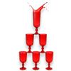 KORAT Set 6 Bicchieri Natalizi Rigati in Vetro Calici, Flute Design Elegante Rosso/Oro Per Vino, Prosecco e Decorazioni Natalizie per Tavola Natale e Festività (Flute - Rigato Rosso - 160 ML)