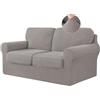 BXFUL Copridivano Elasticizzato con Schienali Separati E Cuscini Seduta, Copridivano Antiscivolo con Fascia Elastica, Proteggi Mobili Jacquard (2 Posti,Grigio Marrone)