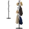 AKITAInk Appendiabiti da Terra a Forma di Albero in Metallo con Base MDF, Attaccapanni con 8 Ganci, Salvaspazio per Vestiti, Cappelli e Borse, Nero, h175 cm