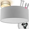 tectake® Plafoniera Rotonda, Paralume in Tessuto Effetto Lino, Struttura in Acciaio, Design Senza Tempo, Fino a Tre Lampadine, Ideale per Salotto, Ufficio, Camera da Letto - Grigio