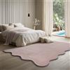 the carpet Lina Shape Scallop Tappeto, pelliccia sintetica, tappeto morbido, retro antiscivolo, lavabile, super soffice, Rosa, 160 x 220 cm