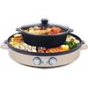 Charocean Hot Pot - Pentola elettrica da 2200 W, 220 V, griglia elettrica 2 in 1, multifunzione, con piastra rimovibile, per dormitorio, casa (oro)