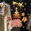 kina - UVNT0177 Vetrofanie Natalizie Adesivi Decorazione Vetrine Negozi Trasparente Removibile Riposizionabile - Albero Natale Ing Merry Christmas Buone Feste Happy New Year 135x35 cm