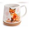 Generico Tazza in Ceramica con Base in Sughero - Design Animali del Bosco (Volpe, Scoiattolo, Cerbiatto) - 500 ml (Volpe)