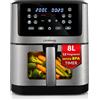 LEHMANN Friggitrice ad Aria 8 Litri XXL, 1800 W, Air Fryer con Finestra di Visualizzazione, 12 Programmi & Regolazione Manuale 76-200°C, Timer 1-60min, Rivestimento Antiaderente, Display Touch
