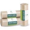 VIRSUS 80 Sacchi Trasparenti per Spazzatura Resistenti Ambra 90X120 Rotoli 120 Litri