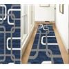 ZUZEKU Tappeto lungo e antiscivolo, per cucina, camera da letto, sala da pranzo, in poliestere, venduto al metro, personalizzabile, 70 x 300 cm, colore: blu e grigio e bianco