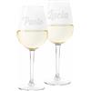 Colorfamily Coppia di Calici Personalizzati con Incisione - Idea Regalo per Matrimonio, Anniversario o San Valentino - Personalizza con Nome, Data o scritta - In Vetro - Regali Originali 50 cl