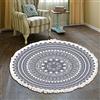Duories Tappeto rotondo in cotone bohémien, lavabile, tessuto a mano, con nappe, per camera da letto, corridoio, soggiorno, tavolino da caffè, lavabile in lavatrice, 80 cm, fiori #32