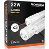 Eurocali 3x Tubo LED T8 22W 150cm Alta Luminosità 3300 lumen Fascio Luminoso 320° - Bianco Caldo 3000K - Sostituzione Neon