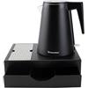 PRESENT-MORE - Set Vassoio in ABS Nero - Contiene: Vassoio, Bollitore Nero - Set Bollitore 26x19cm con Meccanica Integrata 800-1200W - Ideale per Hotel e B&B