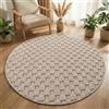 Carpetsale24 Tappeto Rotondo 200 cm Beige Design a Quadri Bouclé Anelli Stile Scandinavo Moderno Morbido Resistente Facile da Pulire Grande Tappeto per Soggiorno Sala da Pranzo Camera