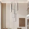 ZenithBeam Led Lampadario Per Scale,Moderna Rettangolo Lampadari A Sospensione Regolabile In Altezza,Lampadario Soggiorno A Dimmerazione Infinita Con Telecomando,Lampadari Per Villa Duplex Foyer 6 Luci