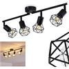 hofstein Lampada a soffitto Baripada, lampada in metallo di colore nero, 4 luci, 4 x attacco E14, spot regolabile in design retrò/vintage in stile griglia con effetto luce sul soffitto, senza lampadina/e